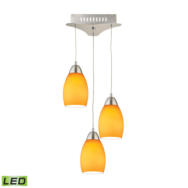 LCA203-8-16M - Buro 9'' Wide 3-Light Mini Pendant - Satin Nickel