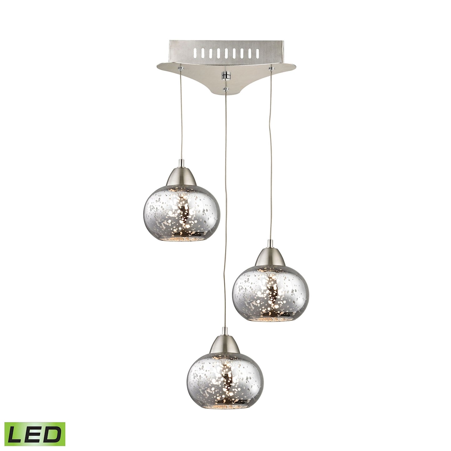 LCA403-113-16M - Ciotola Single LED Pendant Complete with Mercury Glass Shade and Holder