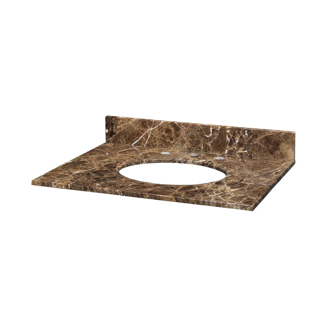 MAUT250DE - Stone Top - 25-inch for Oval Undermount Sink - Dark Emperador Marble