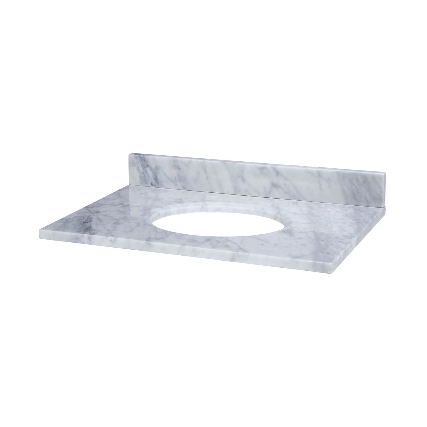 MAUT250WT - Stone Top - 25-inch for Oval Undermount Sink - White Carrara Marble