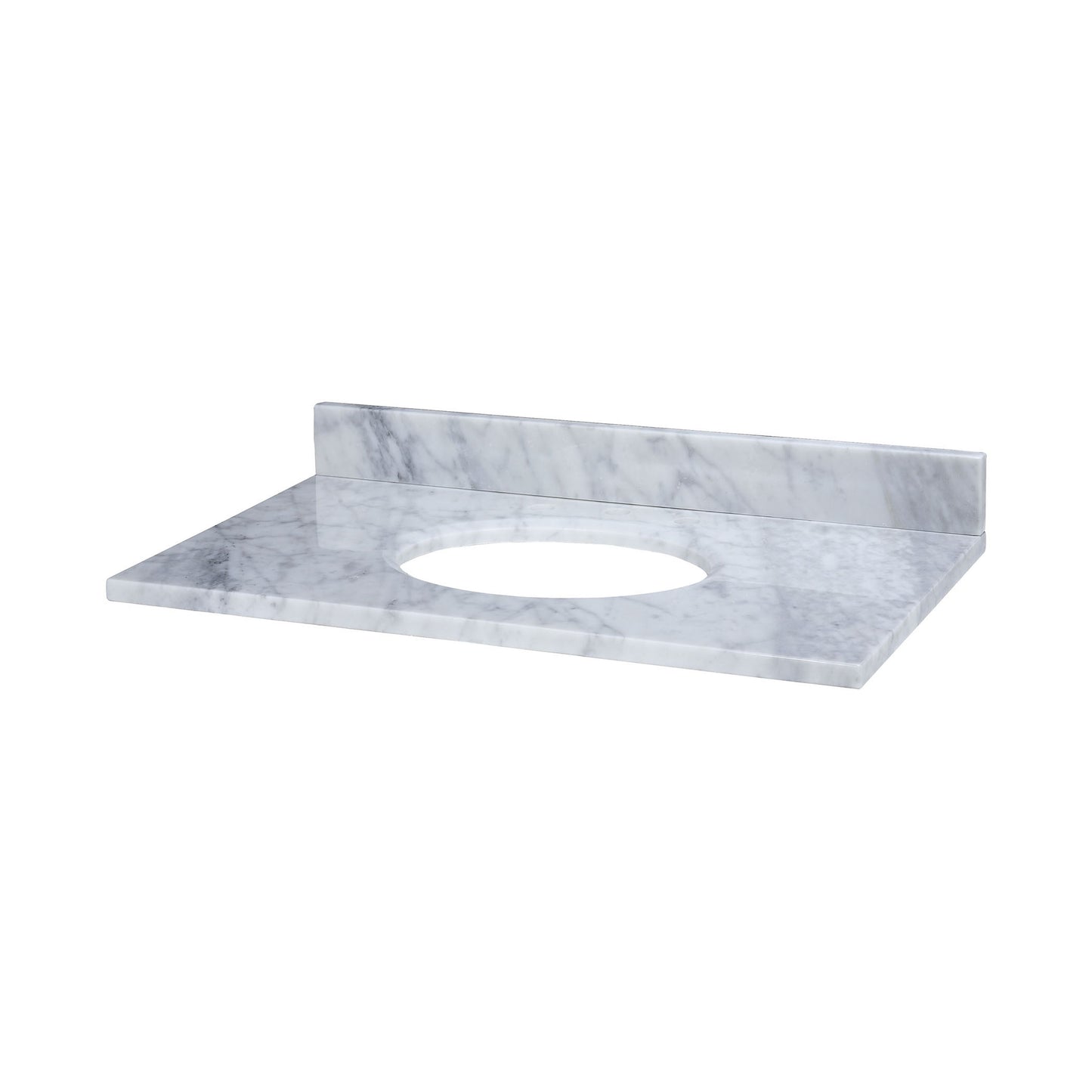 MAUT370WT - Stone Top - 37-inch for Oval Undermount Sink - White Carrara Marble