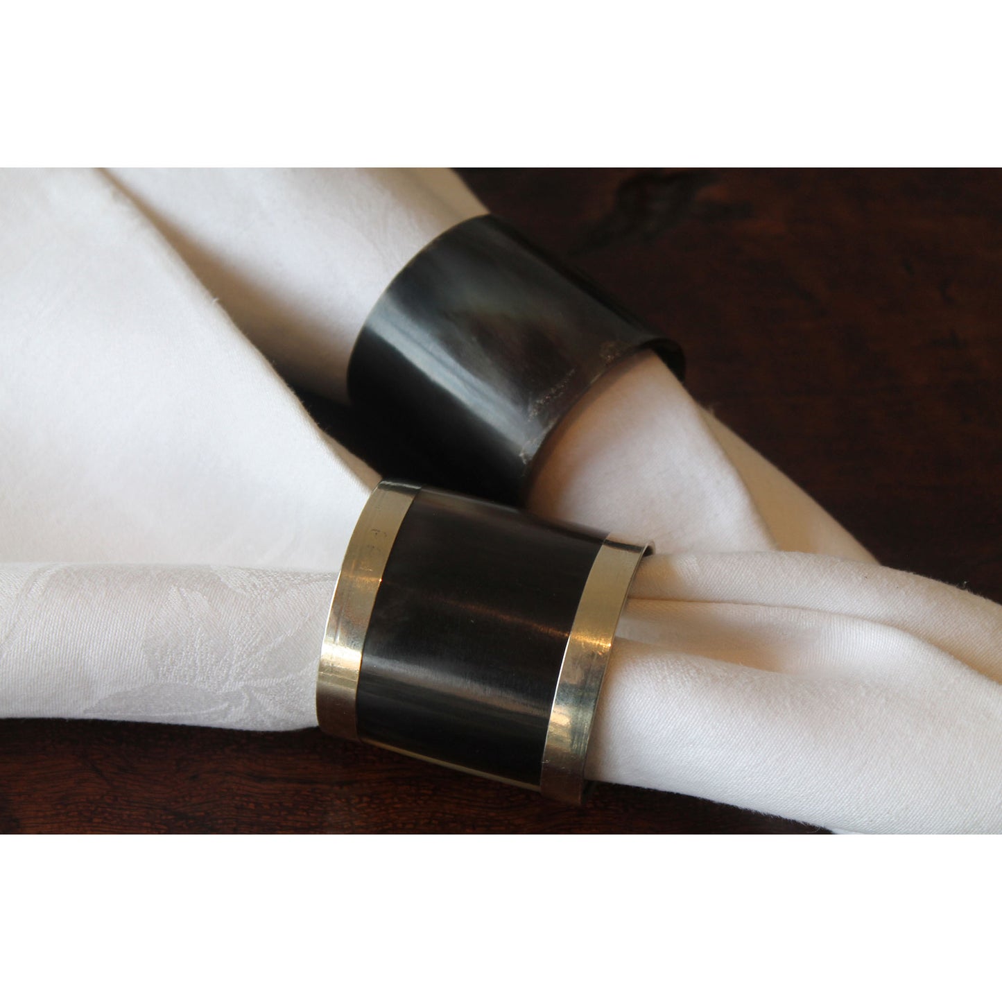 NAP021/S4 - Horn Napkin Rings - Metal Band (Set of 4)