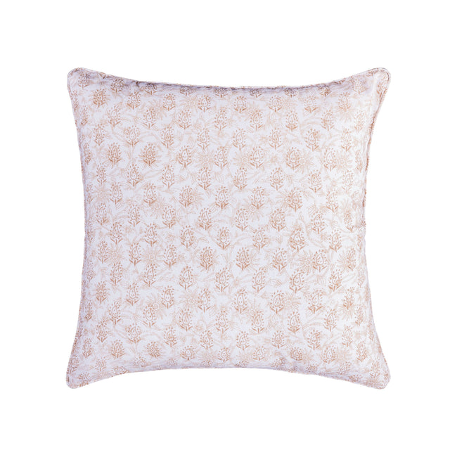 PLW002B - Taj Paisley Cream and Red 20x20 Hand-Printed Reversible Pillow in 100% Linen