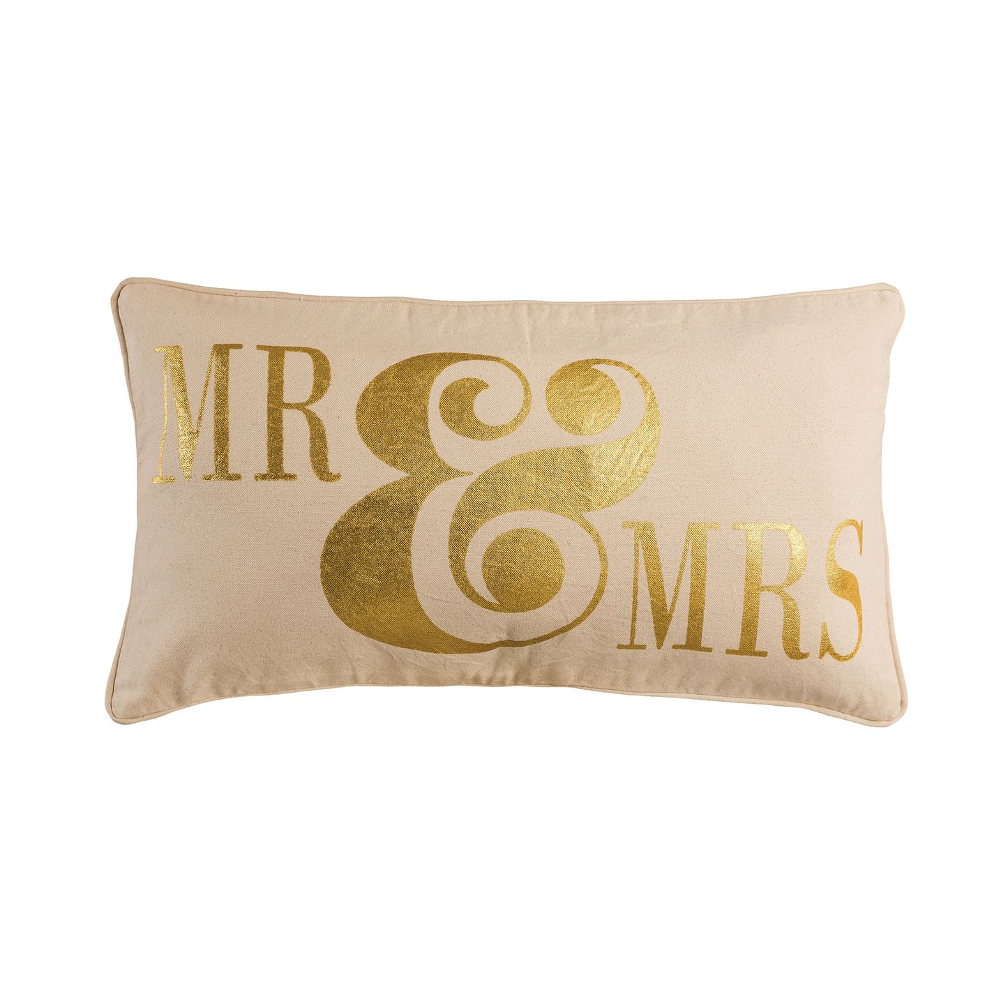 PLW018 - Mr. and Mrs. 20x12 Pillow in Bleached White with Gold Print