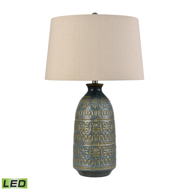 S0019-11143-LED - Burnie 28'' High 1-Light Table Lamp - Blue Glazed - Includes LED Bulb