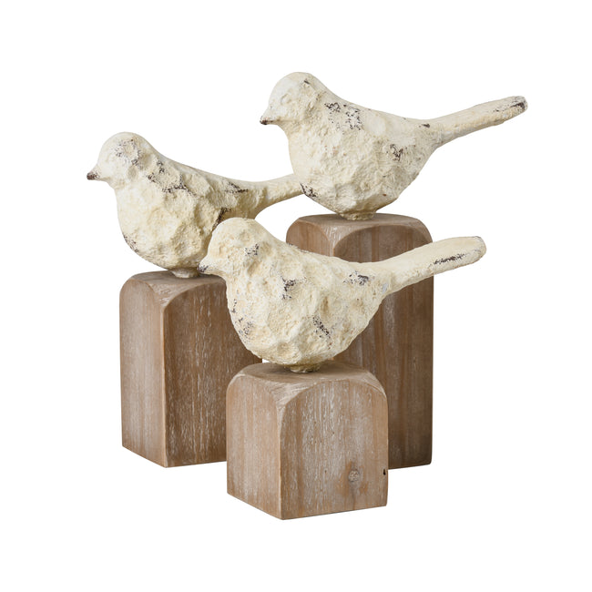 S0037-11309/S3 - Higgins Bird Object - Set of 3 Aged Cream