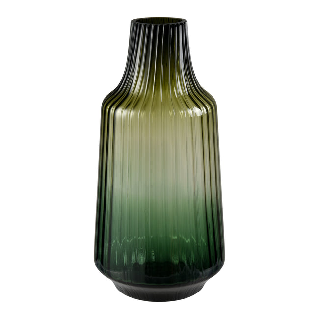 S0047-12116 - Velasco Ribbed Vase - Large Green Ombre