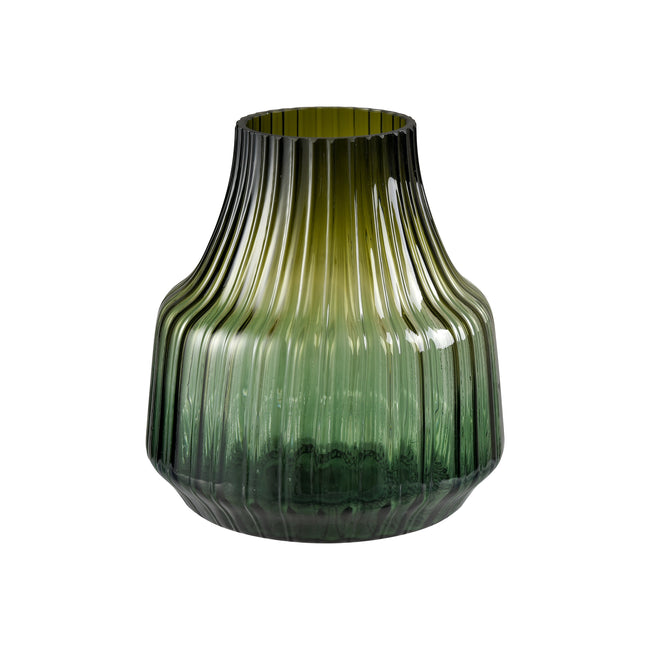 S0047-12118 - Velasco Ribbed Vase - Small Green Ombre