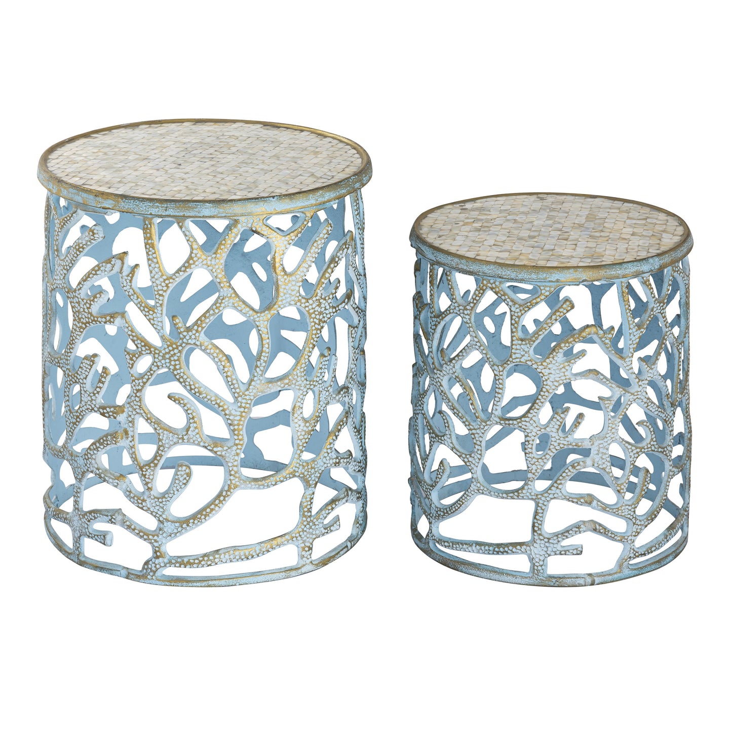 S0805-9465/S2 - Mabley Accent Table - Set of 2 Blue Brushed