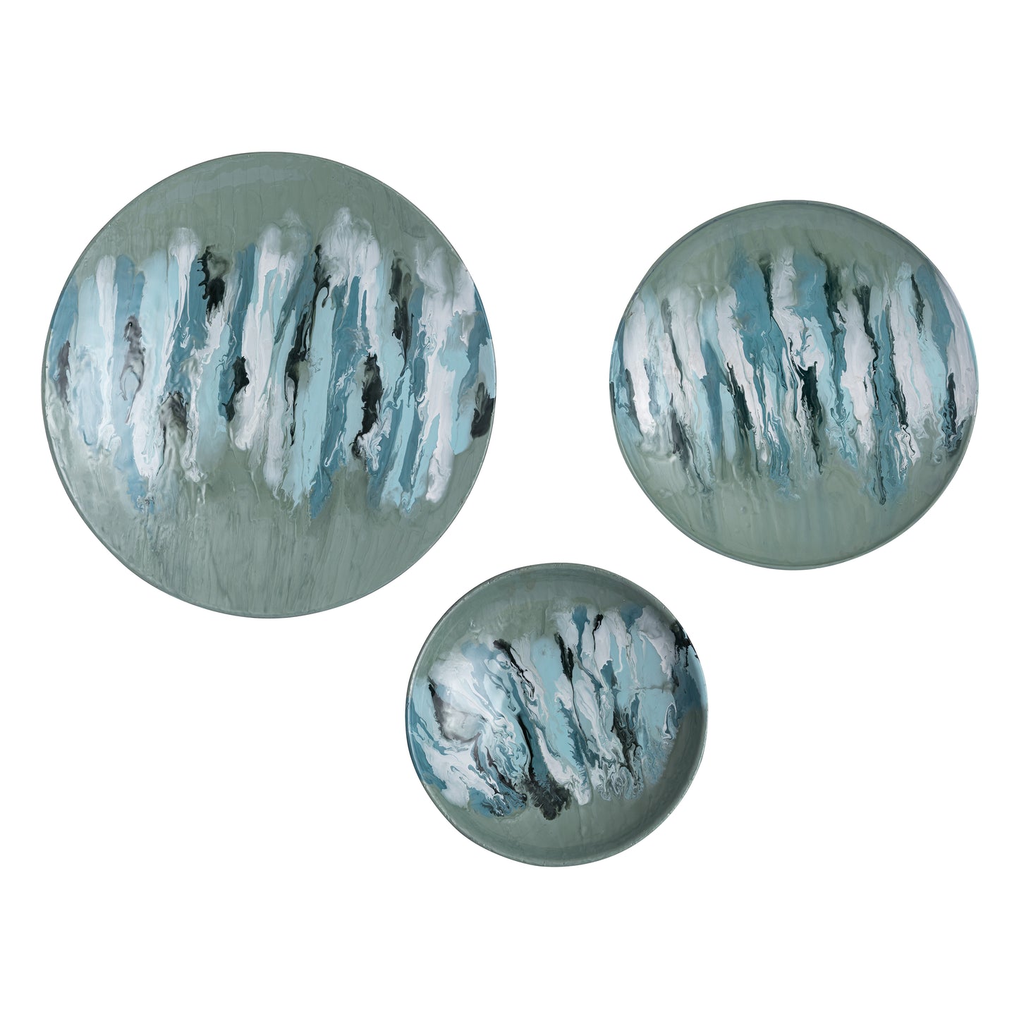 S0806-11356/S3 - Spindrift Dimensional Wall Art - Set of 3 Seafoam Green Enamel