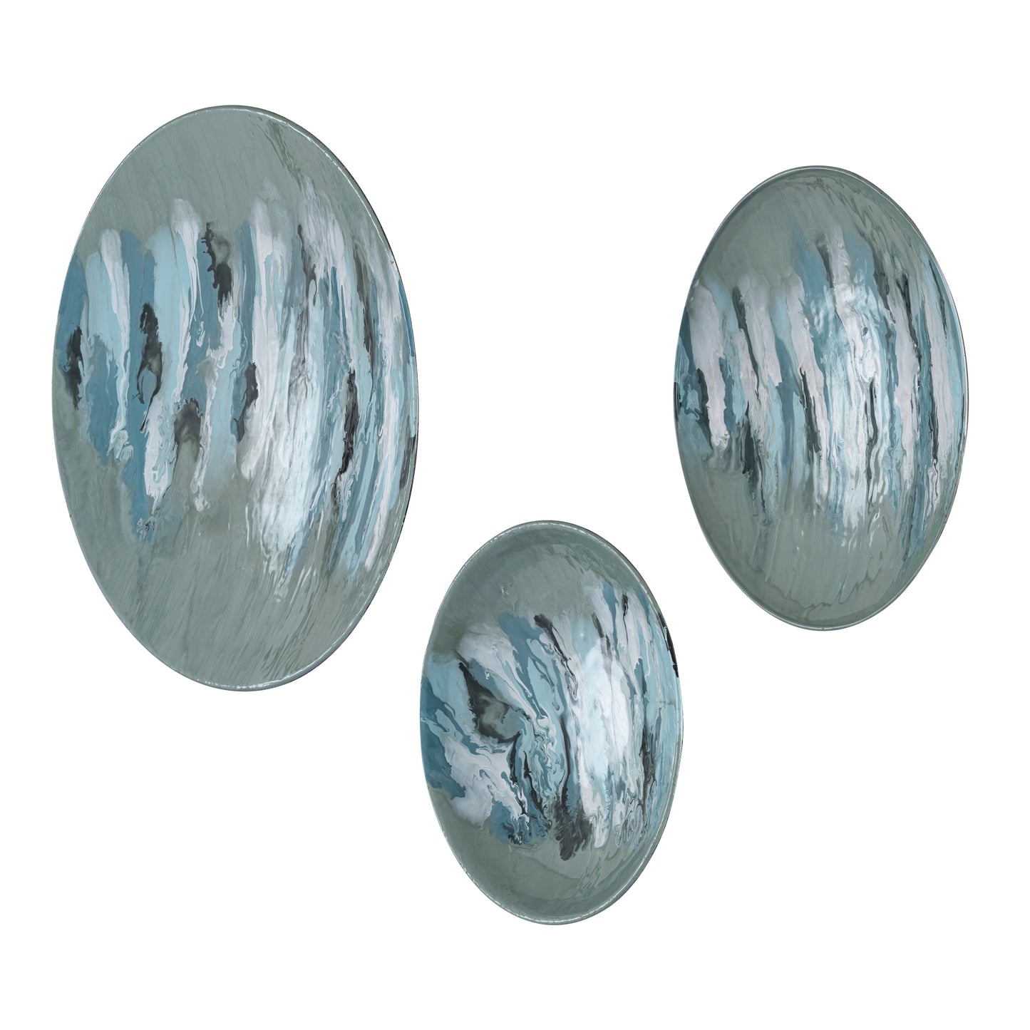 S0806-11356/S3 - Spindrift Dimensional Wall Art - Set of 3 Seafoam Green Enamel