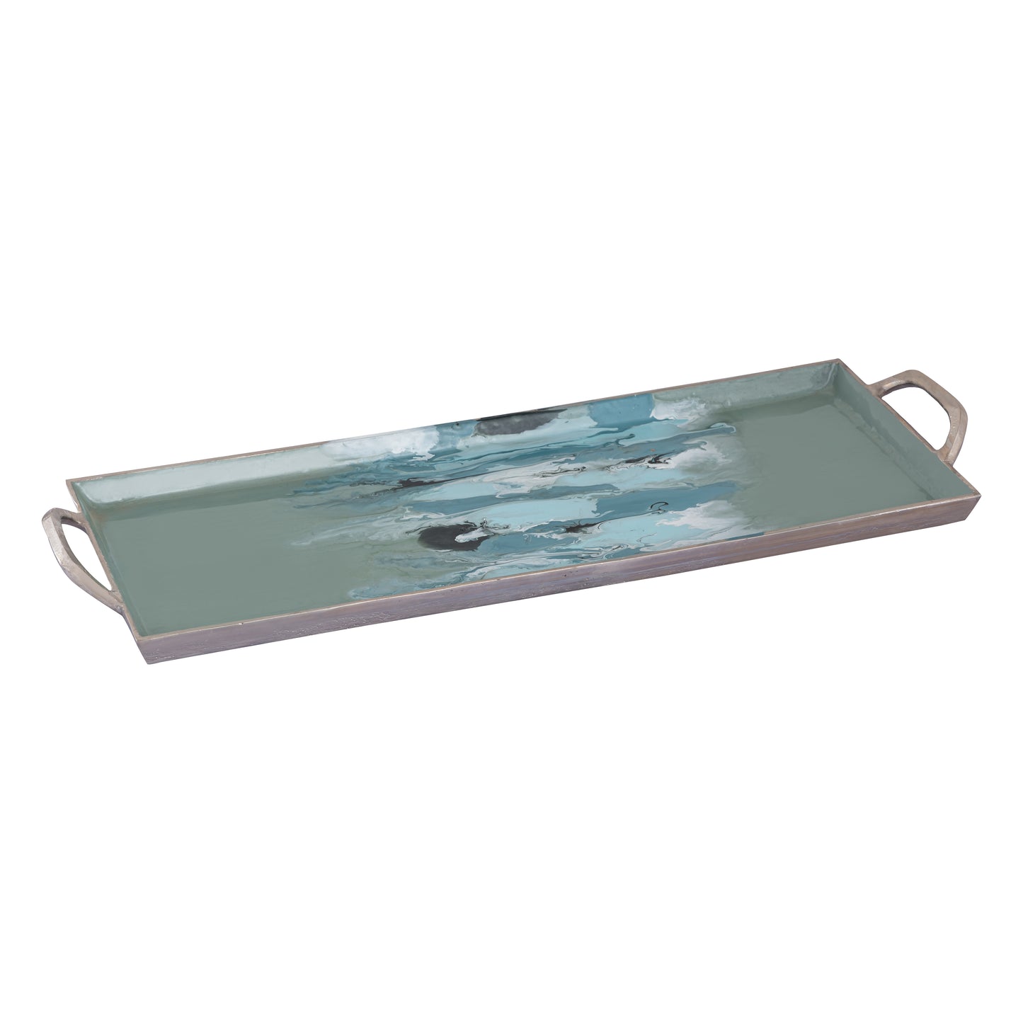 S0807-11355/S2 - Spindrift Tray - Set of 2 Seafoam Green Enamel