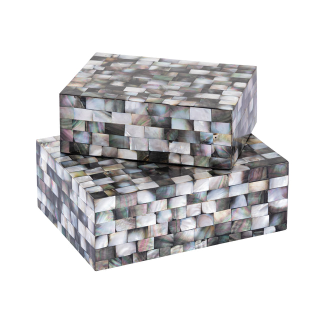 S0807-11397/S2 - Keshi Box - Set of 2 Mother of Pearl