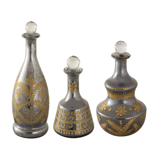 S0807-8757/S3 - Kemal Bottle - Set of 3 Antique Silver