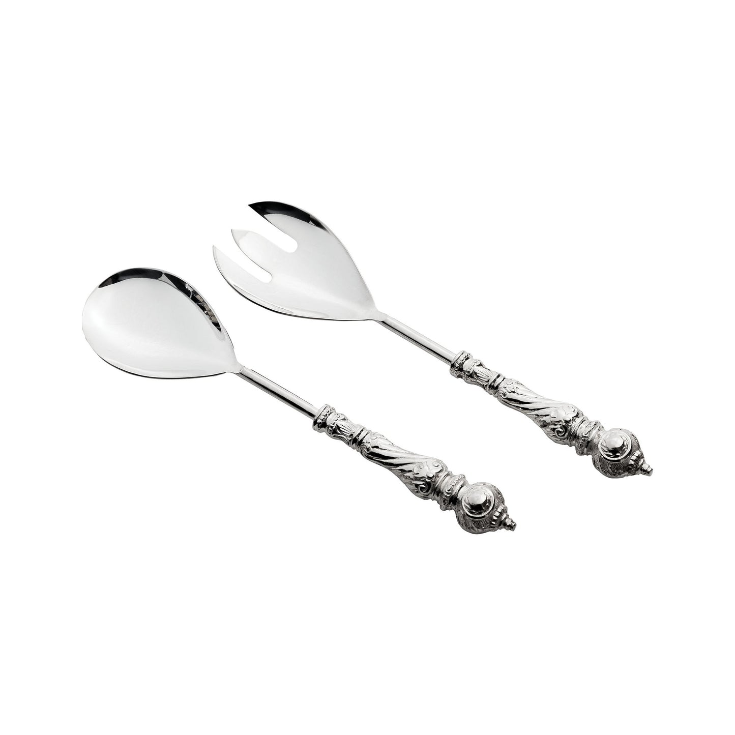 SERVER023 - Salad Server Set with Embossed Silver Plated