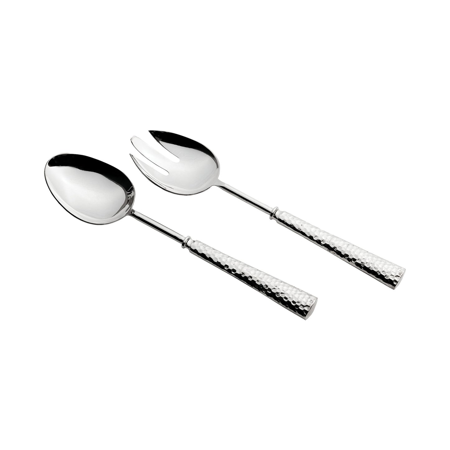 SERVER024 - Salad Server Set with Hammered Silver Plated