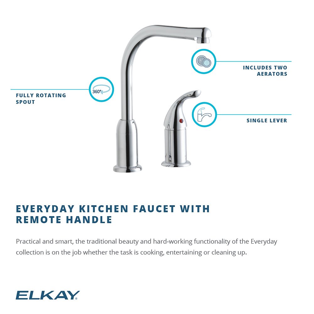 LK3000CR - Everyday Kitchen Deck Mount Faucet with Remote Lever Handle - Chrome