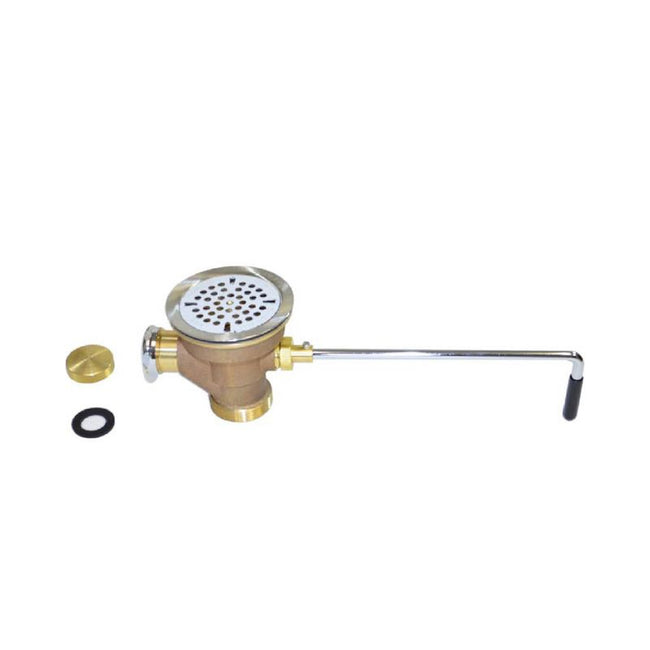 22438 - DrainKing Flat Strainer Brass Overflow - 3-1/2" Sink Opening