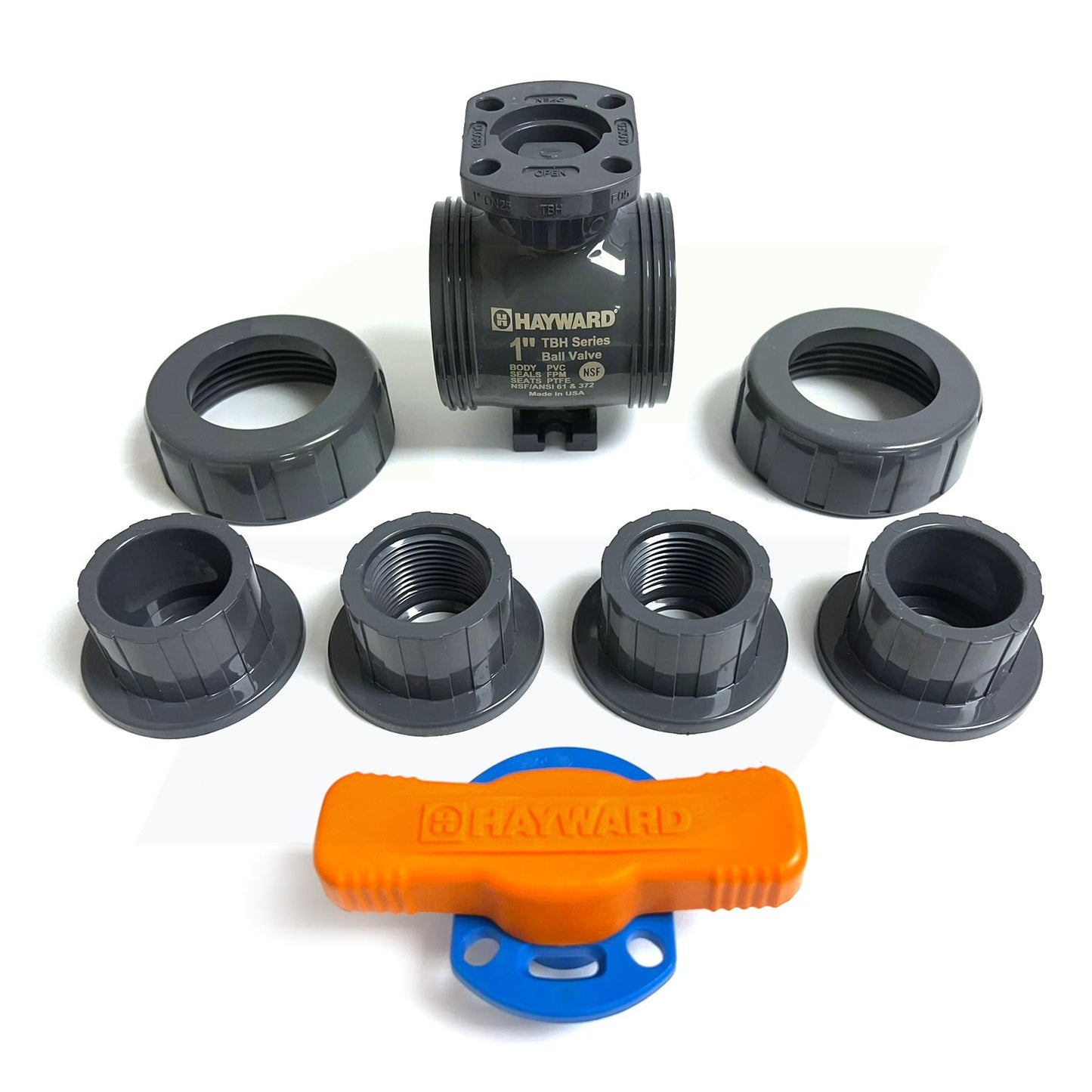 1" PVC TBH Series Ball Valve Socket or Threaded Ends - FPM Seals