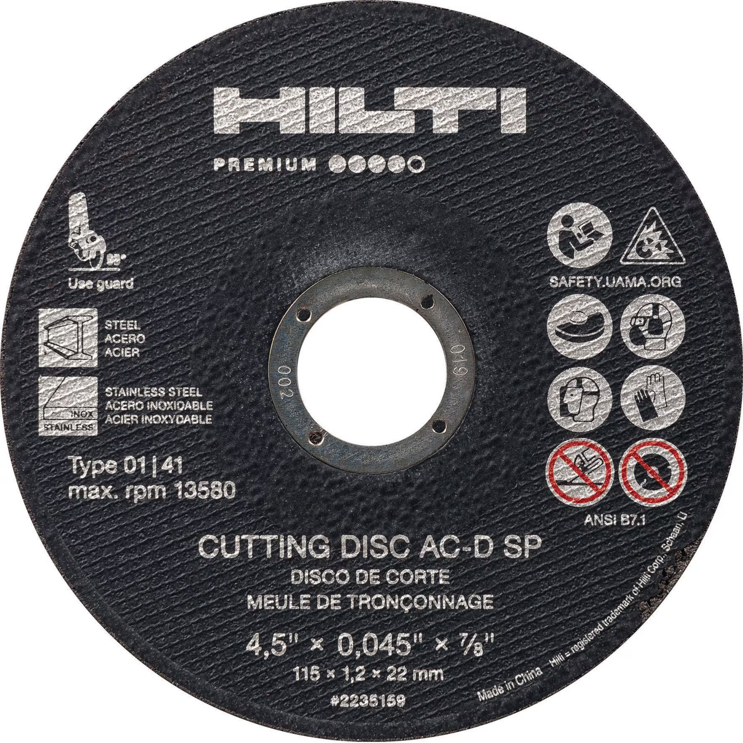 2235159 - Cutting Disc - 4.5" x .045 x 7/8" AC-D T1 SP