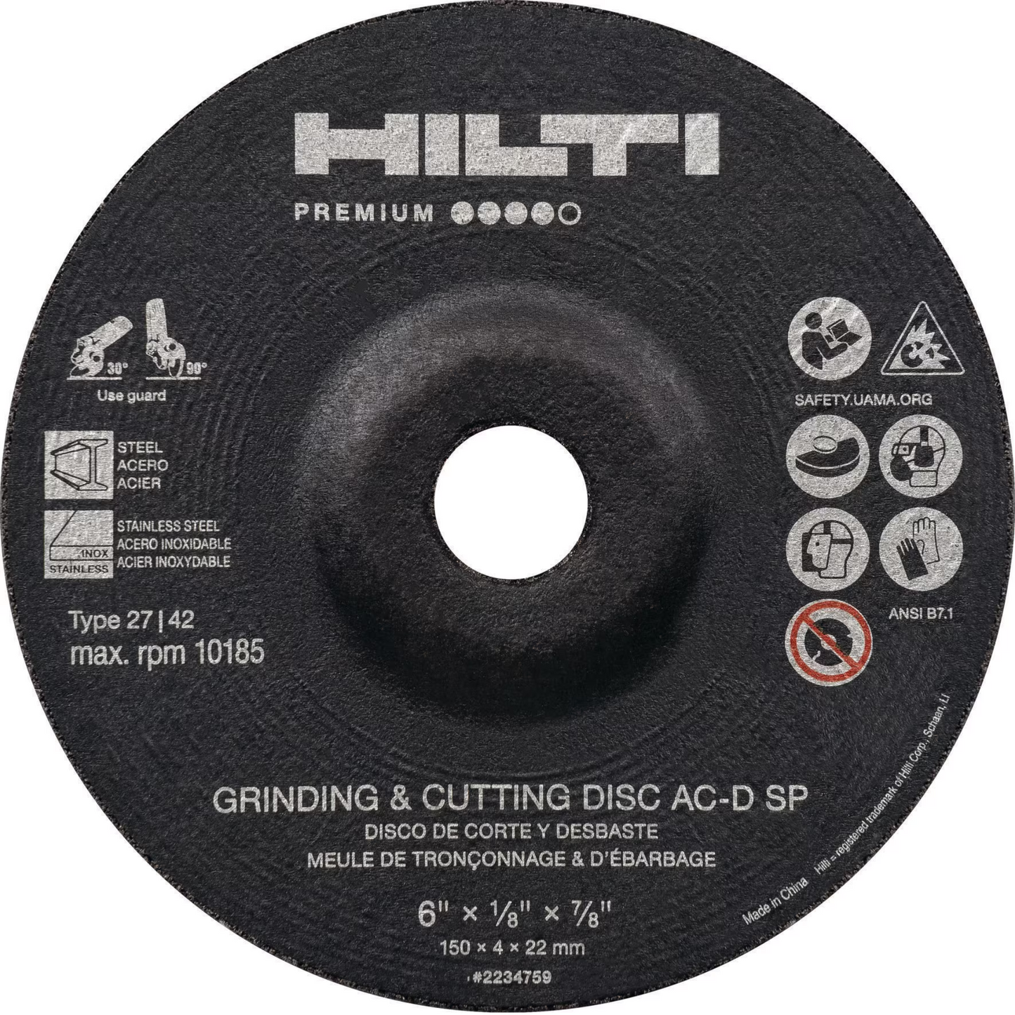 2234757 - Cutting/Notching Disc - 4.5" x 1/8" x 7/8" AC-D T1 SP7