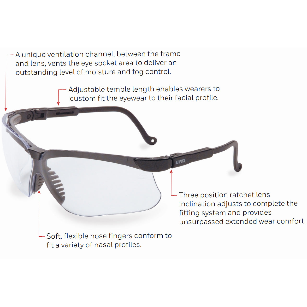 S3200 - Uvex Genesis Safety Glasses - Black / Clear