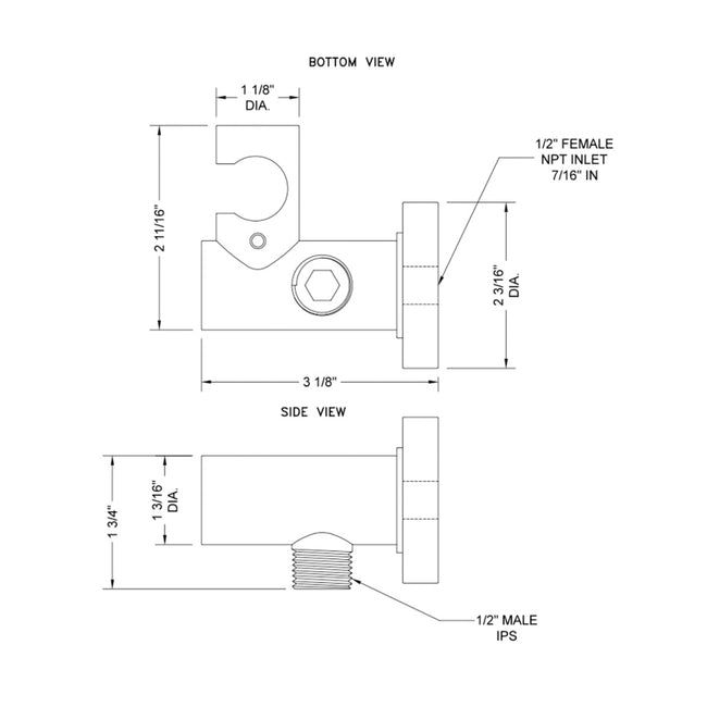 6458-GPH - Contempo Water Supply Elbow with Handshower Holder - Graphite