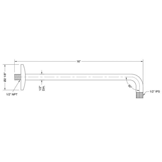 8051-GPH - 16" 90 Degree Shower Arm with Escutcheon - Graphite