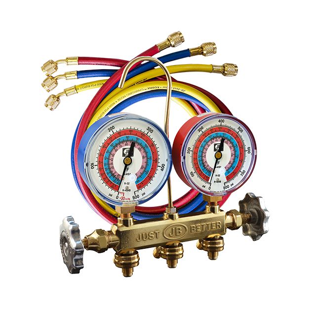 22633 - Patriot 2-Valve Brass Manifold with Illuminating Gauge and Hose Set