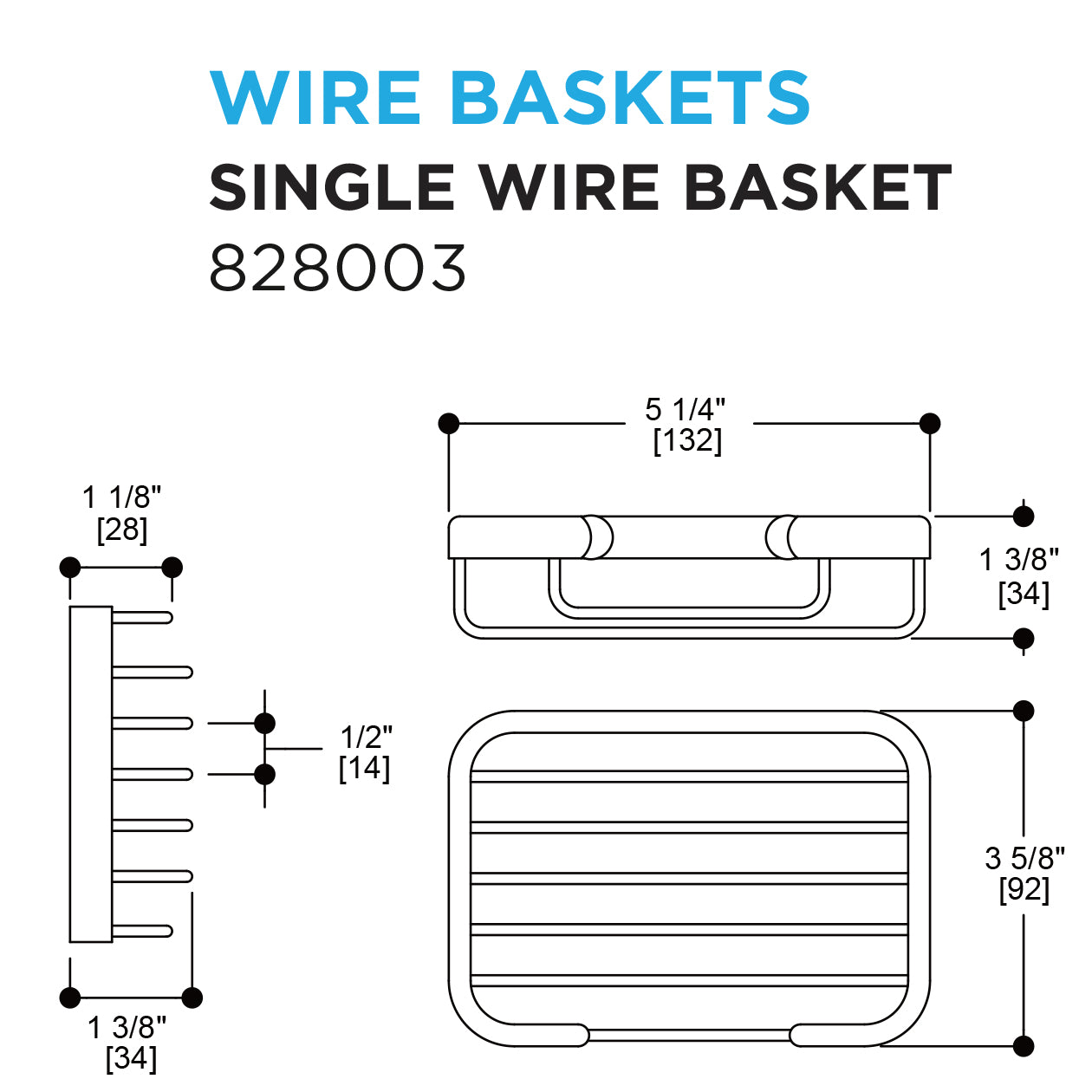 828003 - Solid Brass Bath and Shower Wire Basket - Polished Chrome