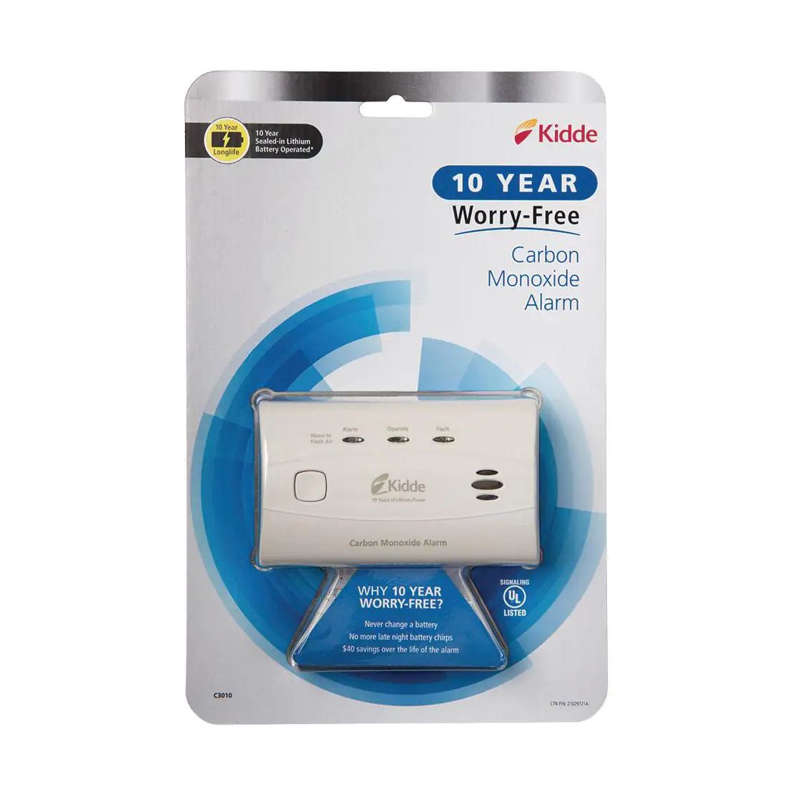 C3010 - Worry-Free Carbon Monoxide Alarm - Sealed Lithium Battery Power