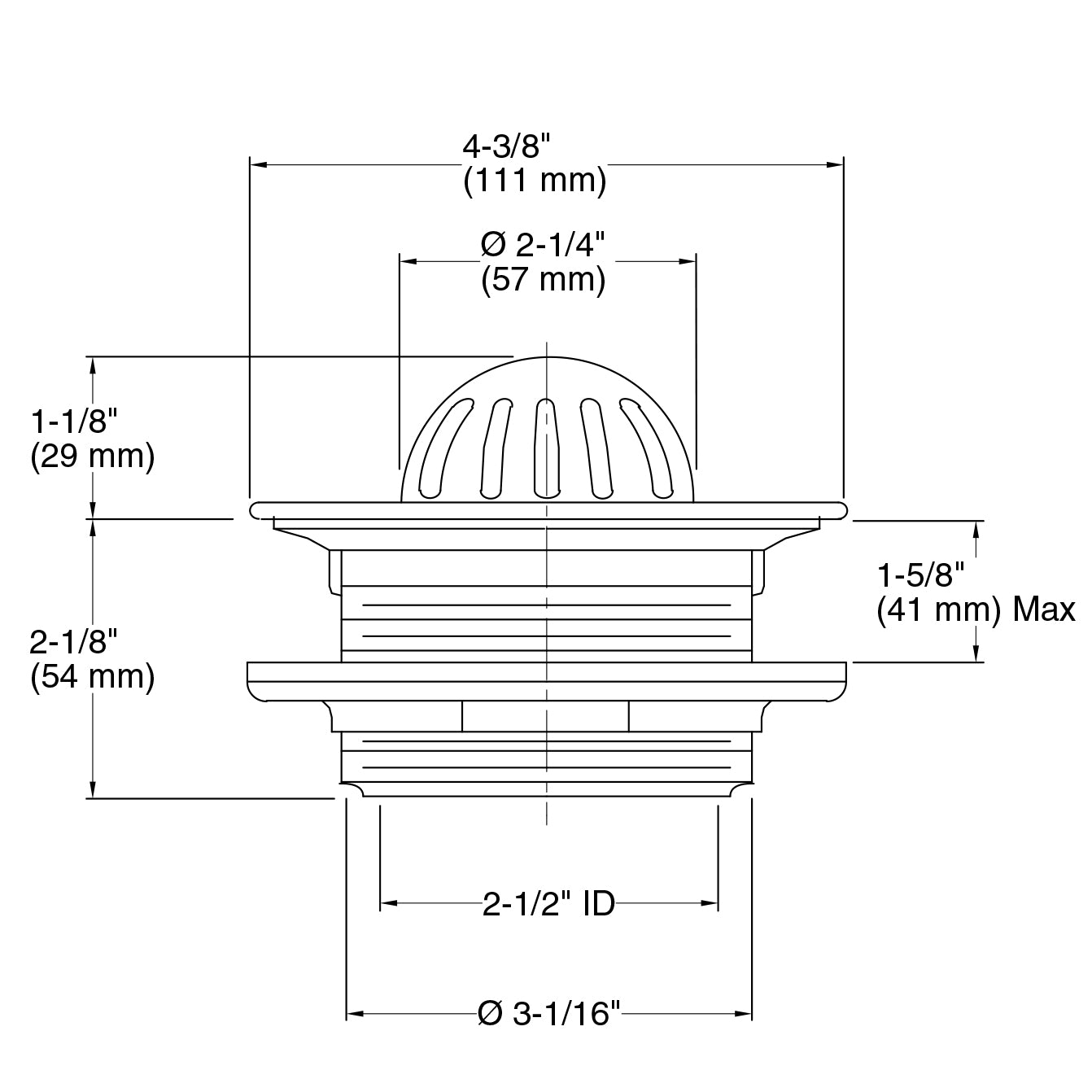 K-9183-NA - Stainless Steel Beehive Grate Urinal Strainer