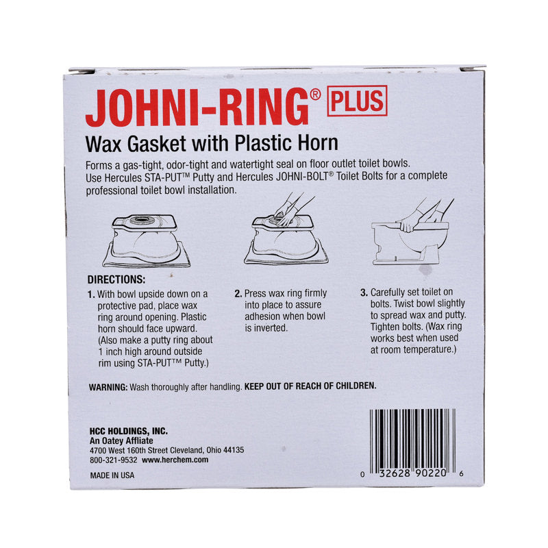 90220 - Hercules Johni-Ring Wax Ring with Horn - 3" or 4" Waste Lines