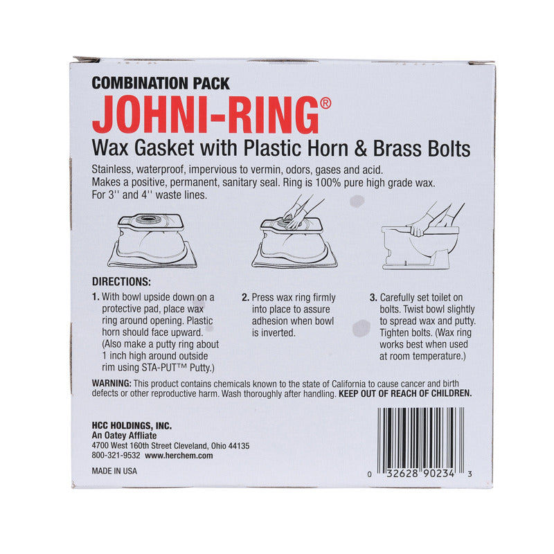 90234 - Hercules Johni-Rings Combo Pack with Quick Bolts - 3" or 4" Waste Lines