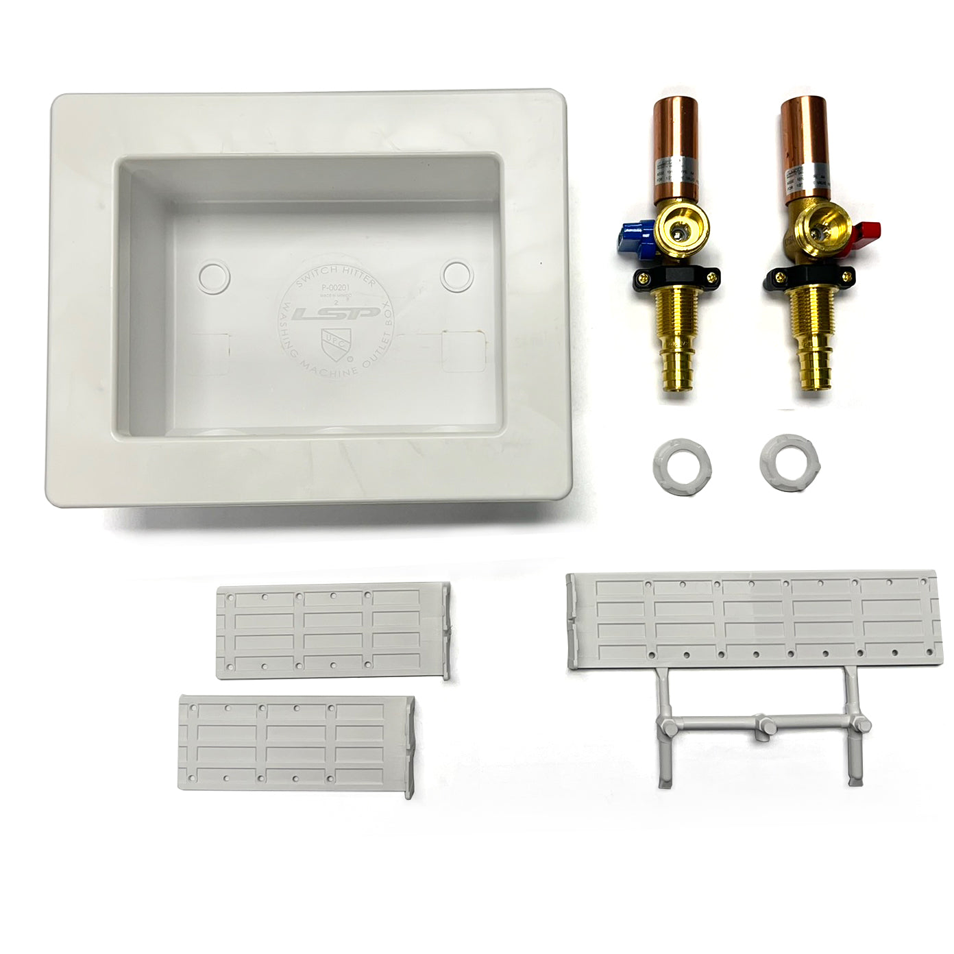 OB-217 - Plastic Switch Hitter Outlet Box w/ Uponor ProPEX Valves and Hammer Arrestors, Unassembled