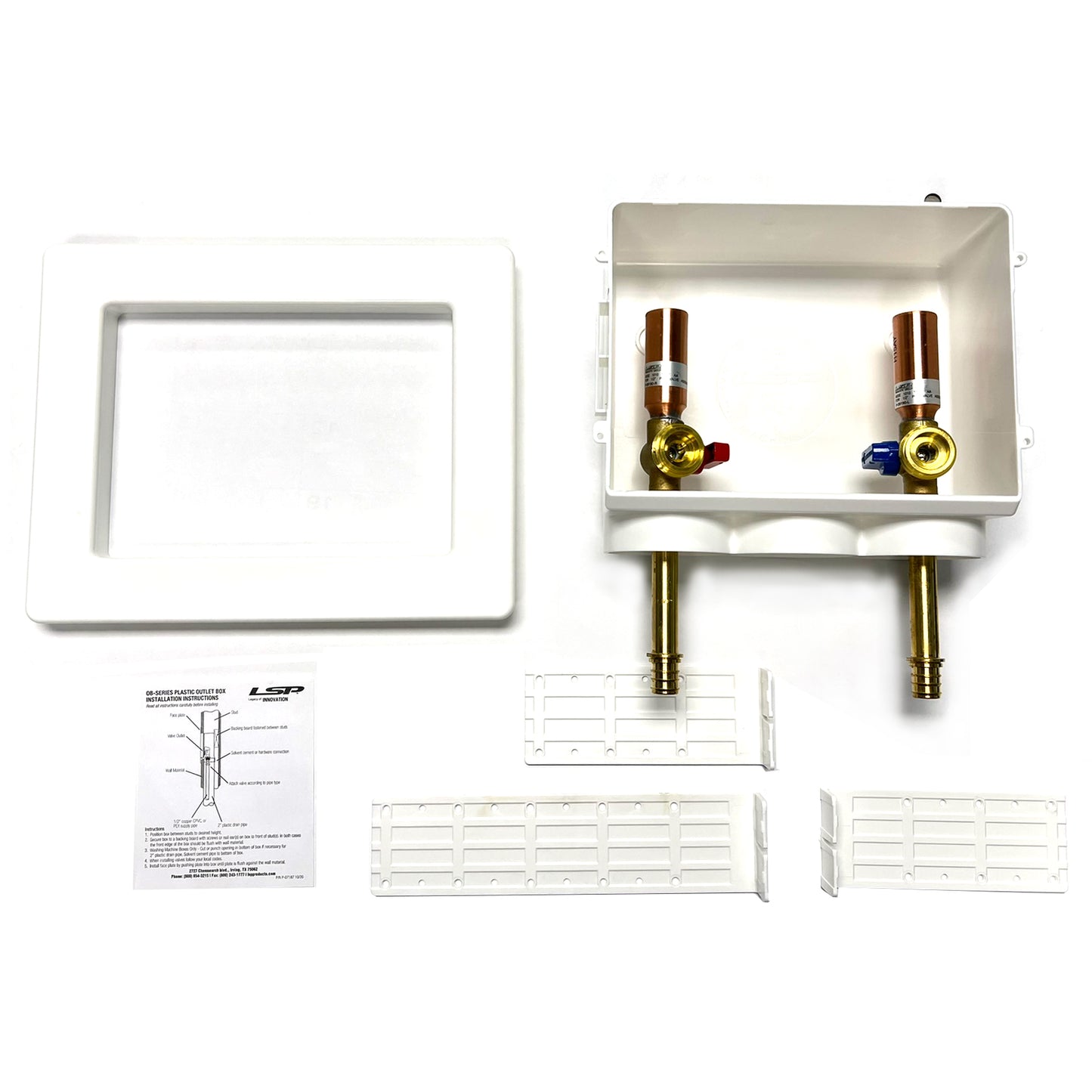 OB-227 - Plastic Washing Machine Outlet Box with Hammer Arrestors - Center Outlet