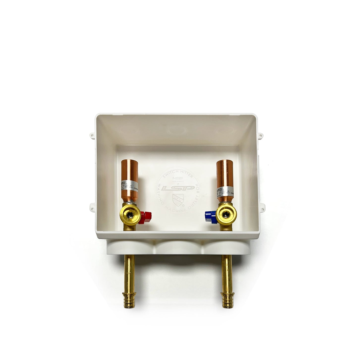 OB-227 - Plastic Washing Machine Outlet Box with Hammer Arrestors - Center Outlet