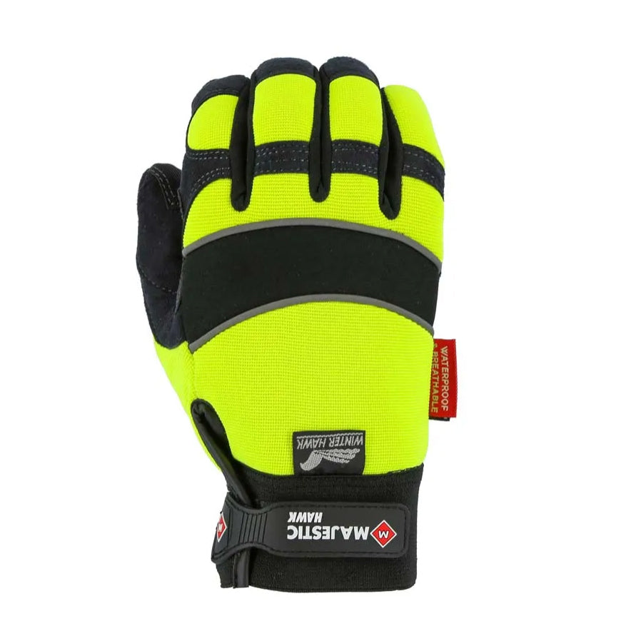 2145HYH - Winter Lined Armor Skin Mechanics Glove with Knit Back - High Visibility Yellow