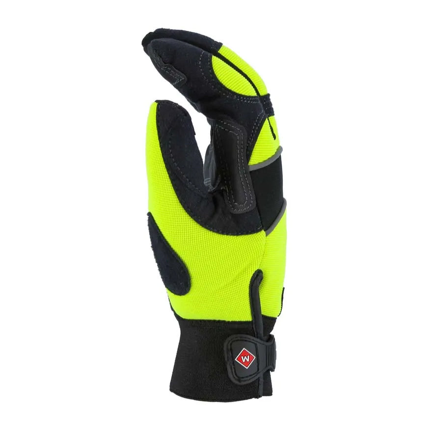 2145HYH - Winter Lined Armor Skin Mechanics Glove with Knit Back - High Visibility Yellow