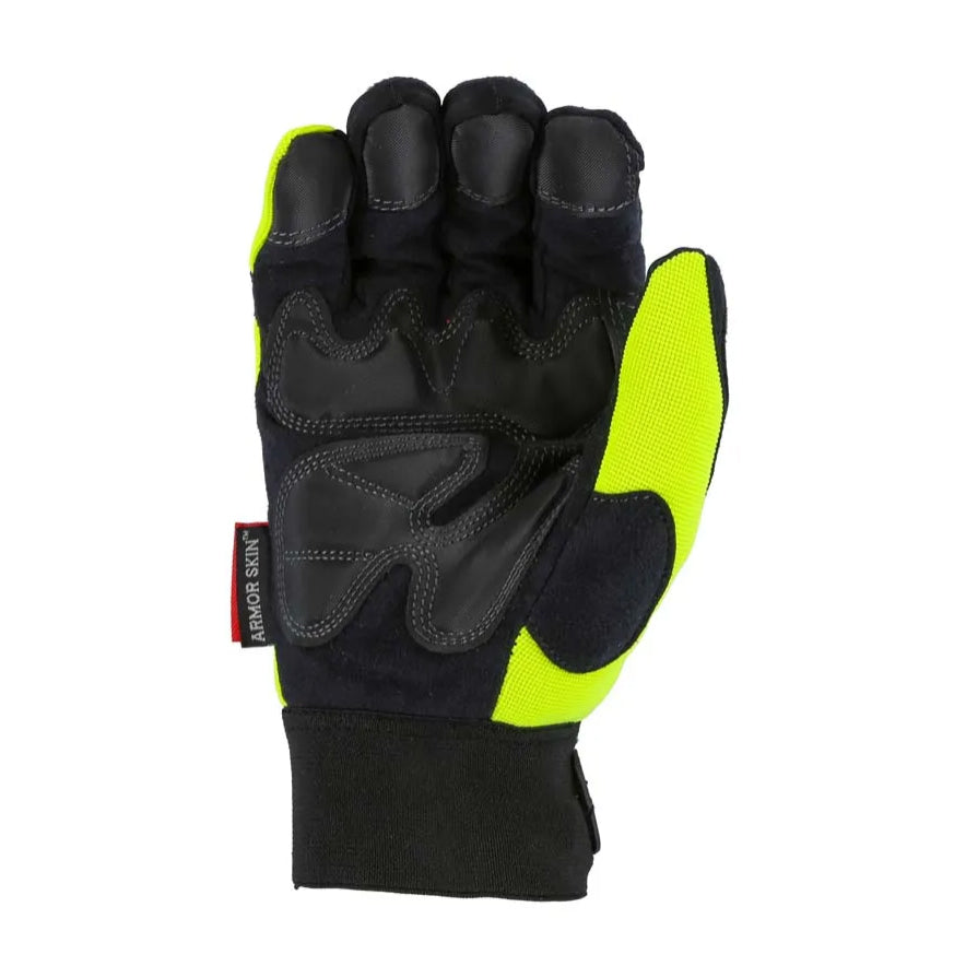 2145HYH - Winter Lined Armor Skin Mechanics Glove with Knit Back - High Visibility Yellow