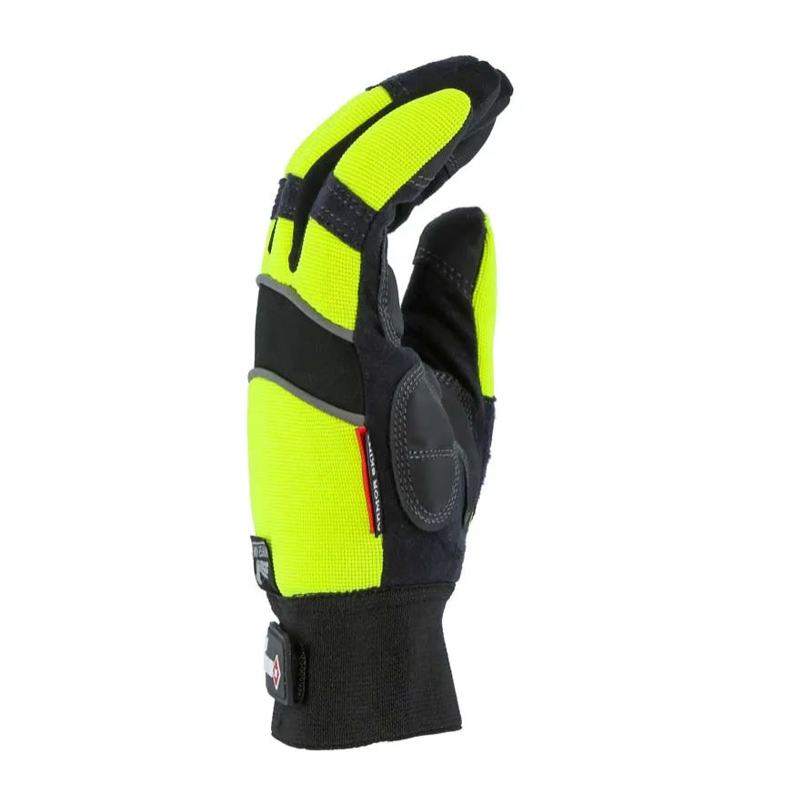 2145HYH - Winter Lined Armor Skin Mechanics Glove with Knit Back - High Visibility Yellow