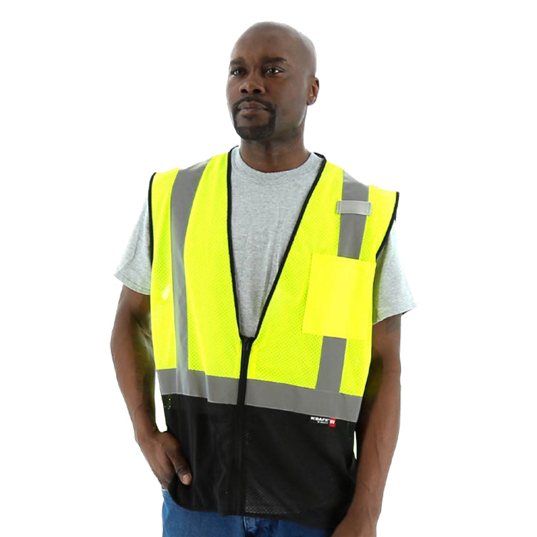 High Visibility Mesh Vest with Black Bottom