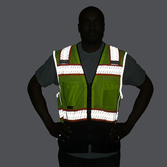 High Visibility Yellow Mesh Vest - DOT Reflective Chainsaw Striping