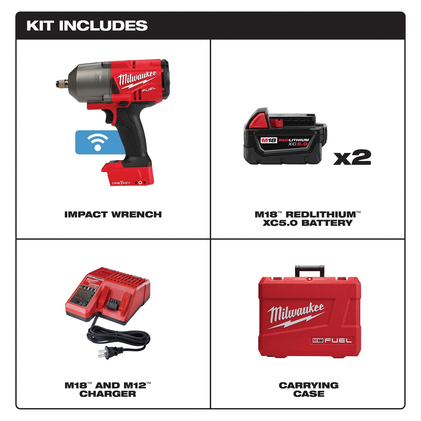 2863-22R - M18 Fuel 1/2" High Torque Impact Wrench W/ One-Key With Friction Ring Kit