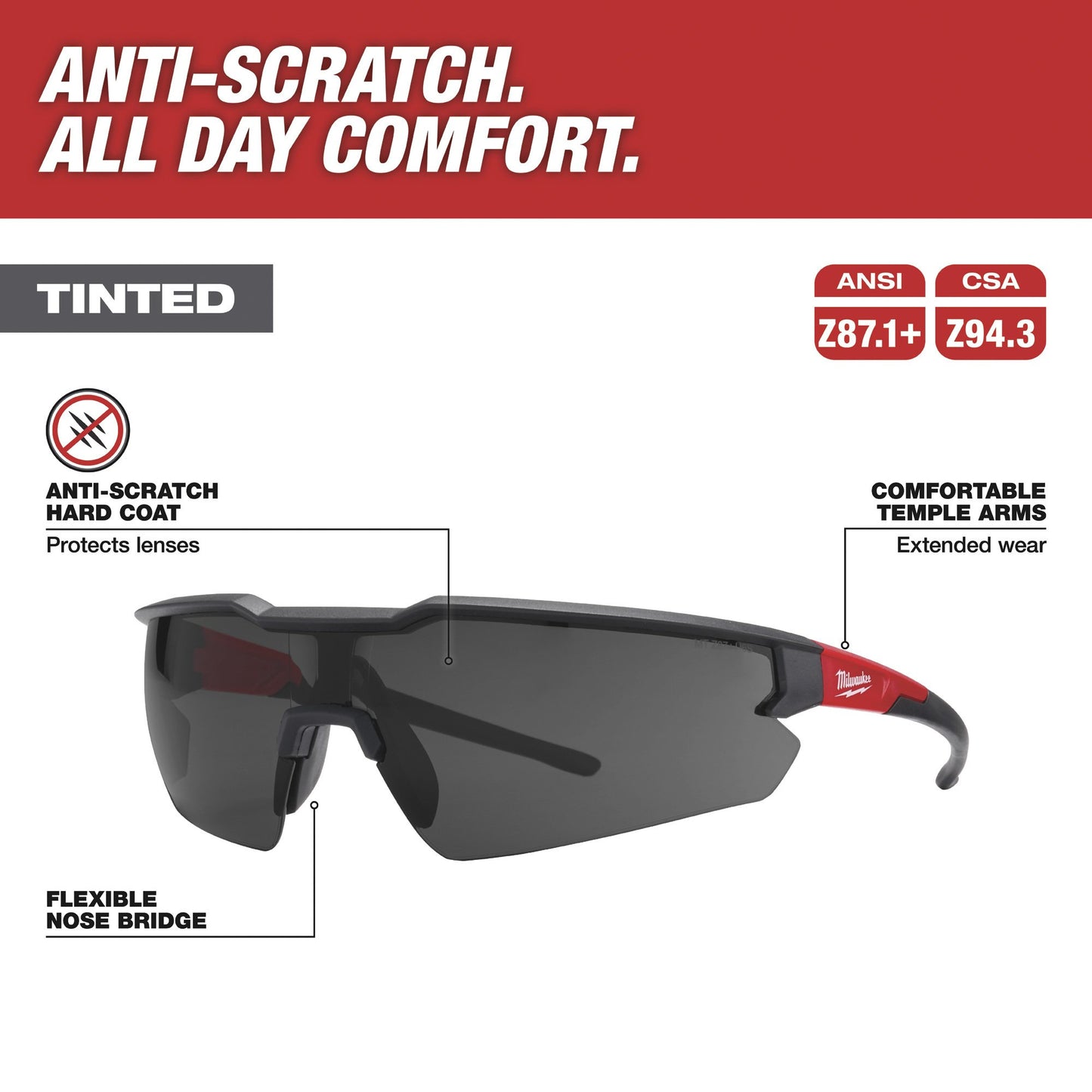 48-73-2015 - Anti-Scratch Safety Glasses with Tinted Lenses