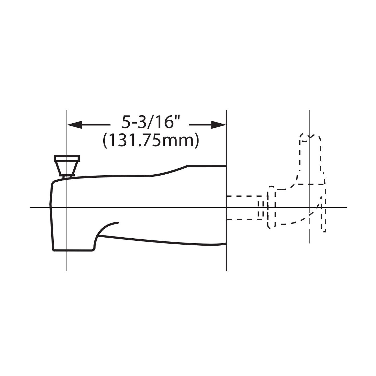 3931 - 5-3/16" Tub Diverter Spout with 1/2" Slip Fit Connection