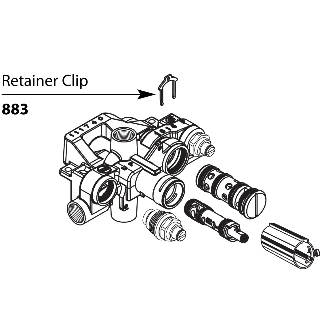 883 - Retainer Clip for Bathroom Faucet, Tub or Shower