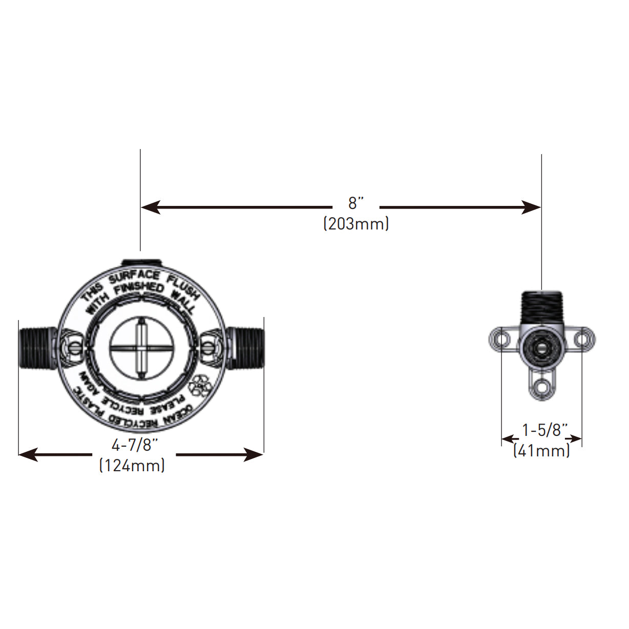 WMV130CIS - 1/2" CC/IPS M-Pact Wallmount Tub Filler Rough-In Valve