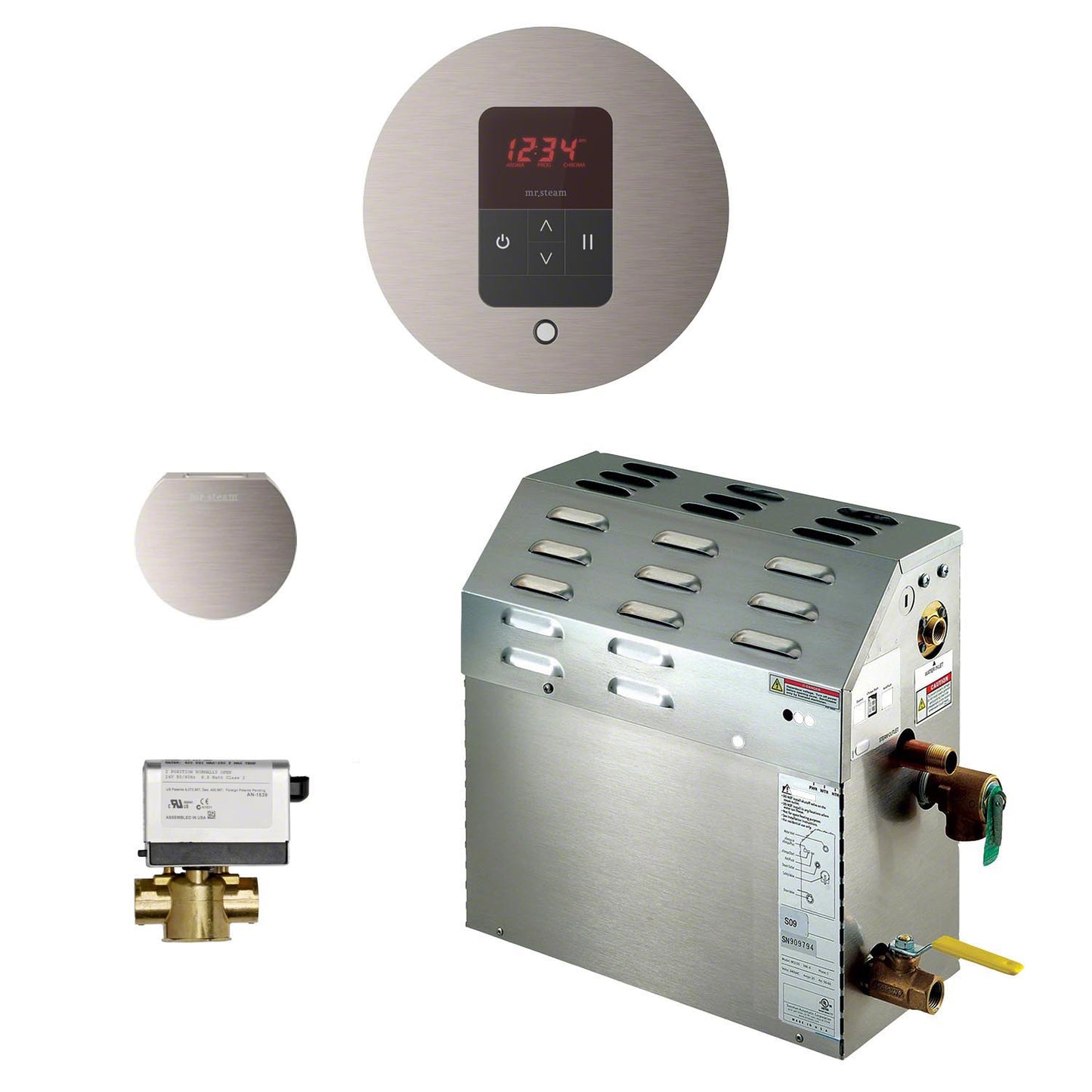 225C1ATRDBN - 7.5kW Steam Bath Shower Generator Package - Round - Brushed Nickel