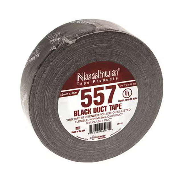 557 Pro-Grade UL Listed Black Duct Tape - 2" x 60 Yds